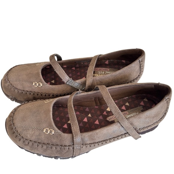 Skechers Womens Brown Mary Jane Memory Foam Air Cooled Shoe Size 8.5 Relaxed Fit - Picture 6 of 10